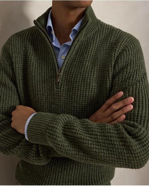 Polo Ralph Lauren Green Waffle-Knit Wool-Cotton Jumper for men
