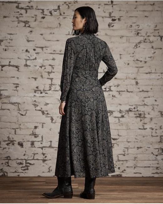 RRL Metallic Floral-Print Crepe Dress