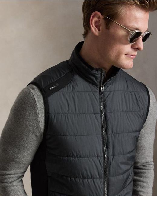 Ralph Lauren Gray Hybrid Full-Zip Gilet for men