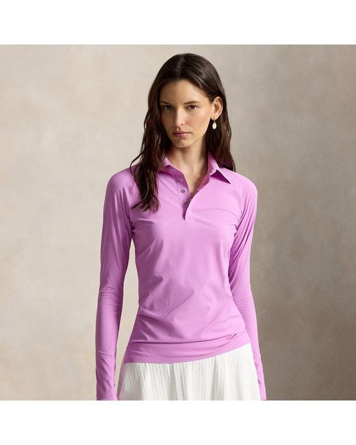 Ralph Lauren Purple Slim Fit Performance Long-Sleeve Polo