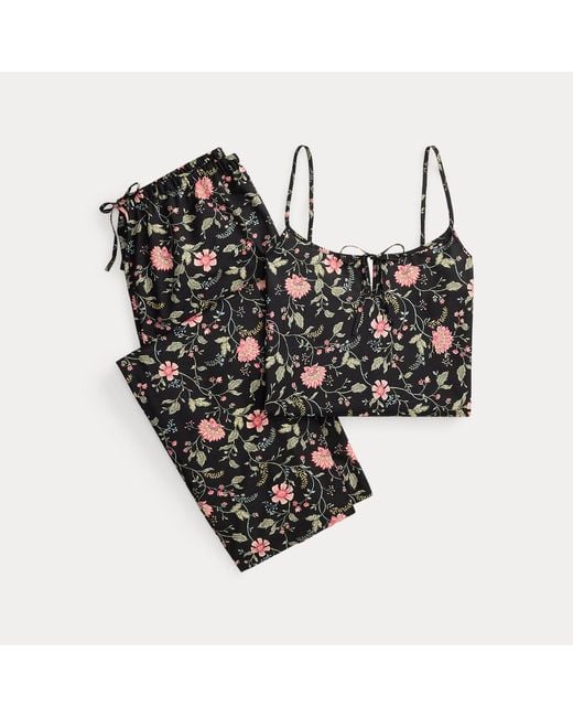 Ralph Lauren Black Floral Lawn Camisole Pyjama Set