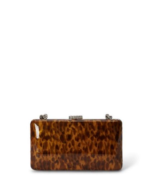 Ralph Lauren Brown Tortoiseshell Patent Small Franki Clutch