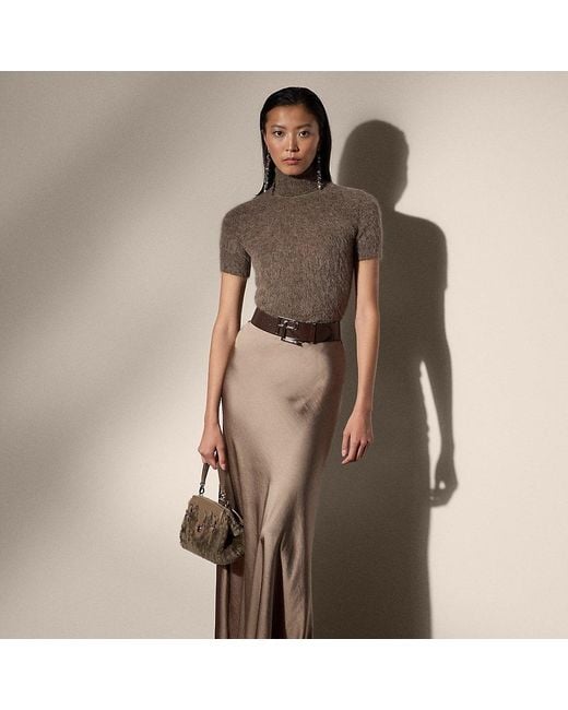 Ralph Lauren Brown Ralph Lauren Masina Stretch Satin Skirt