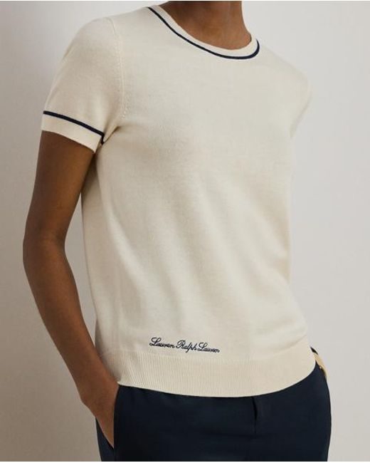 Ralph Lauren Natural Two-Tone Short-Sleeve Jumper