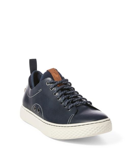 Polo Ralph Lauren Dunovin Leather Trainer in Blue for Men Lyst UK