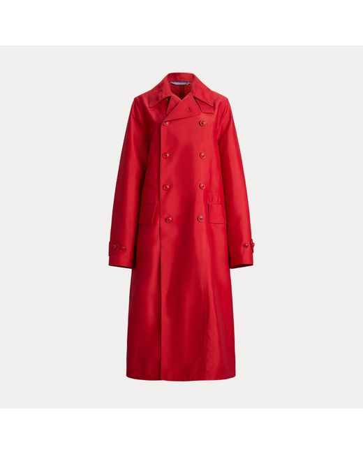 Ralph Lauren Red Raquel Silk-Blend Trench Coat