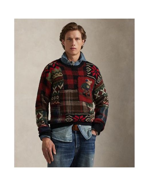 Maglia Polo Bear patchwork di Polo Ralph Lauren in Red da Uomo