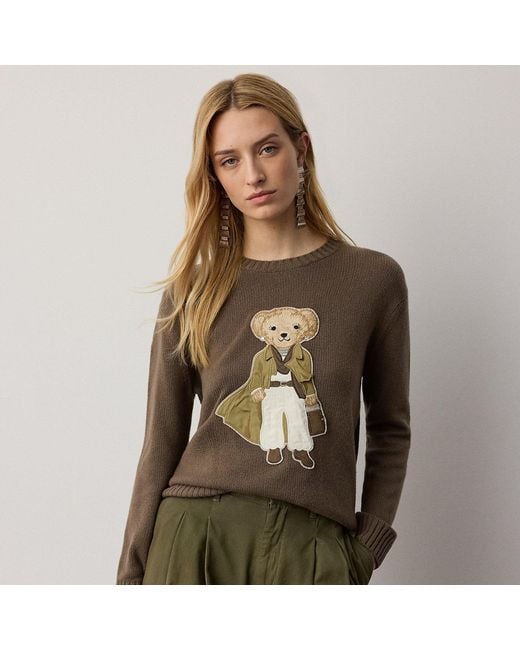 Ralph Lauren Green Pre-Fall Polo Bear Cashmere Sweater