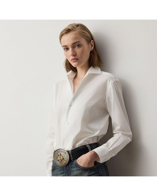 Ralph Lauren White Charmain Slim Fit Stretch Poplin Shirt