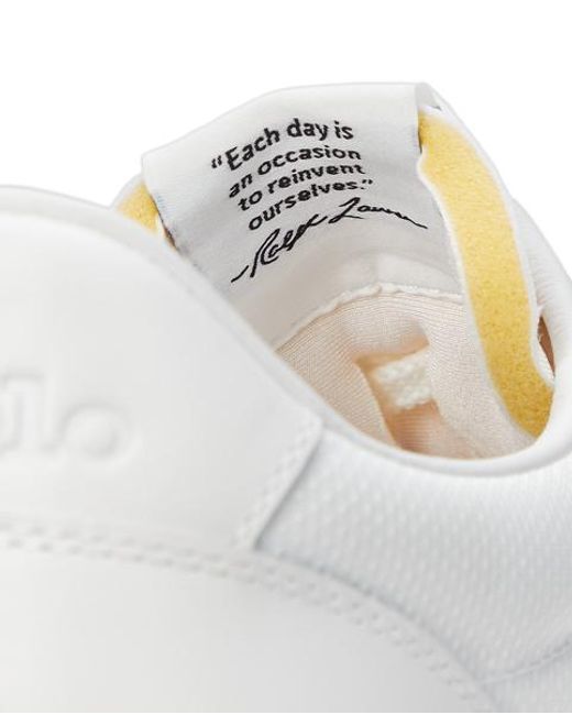 Ralph Lauren White Trail 125 Leather-Mesh Trainer