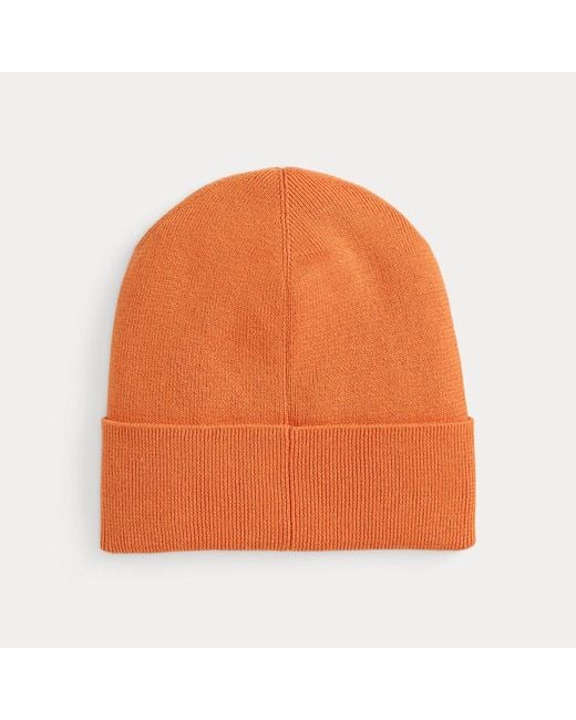 Gorro De Algodón En Punto De Canalé Polo Ralph Lauren de hombre de color Orange