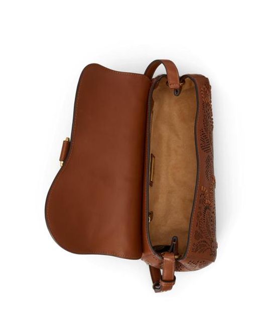 Ralph Lauren Brown Tooled Medium Tasha East-West Bag