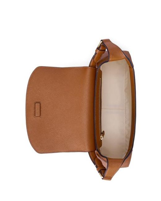 Ralph Lauren Brown Crosshatch Medium Schylar Shoulder Bag