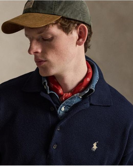 Polo Ralph Lauren Blue Relaxed Fit Flag Cotton Jumper for men