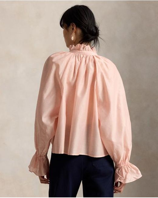 Ralph Lauren Pink Cotton-Silk Organdy Shirt