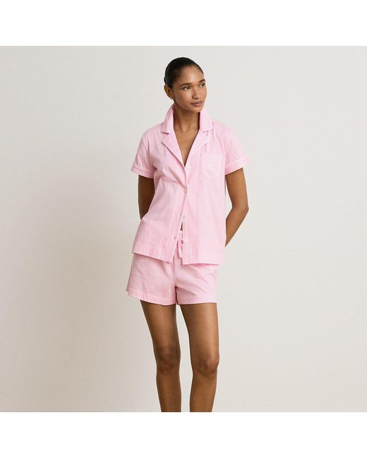Ralph Lauren Pink Striped Cotton Jersey Boxer Sleep Set