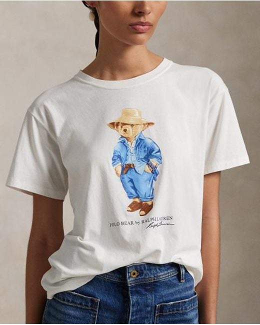 Polo Ralph Lauren Gray Baumwolljersey-T-Shirt Mit Polo Bear