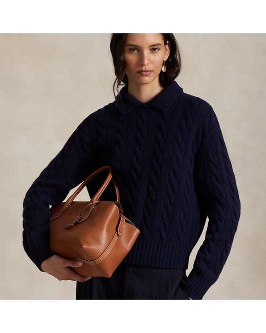 Polo Ralph Lauren Blue Bellport Leather Satchel
