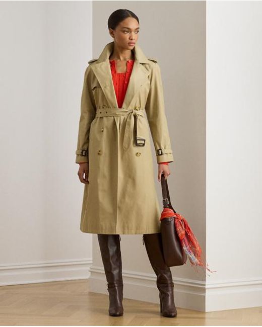 Ralph Lauren Natural Double-Breasted Belted Trench Coat