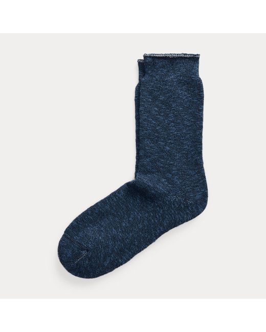 RRL Blue Heathered Stretch Cotton-Blend Socks for men