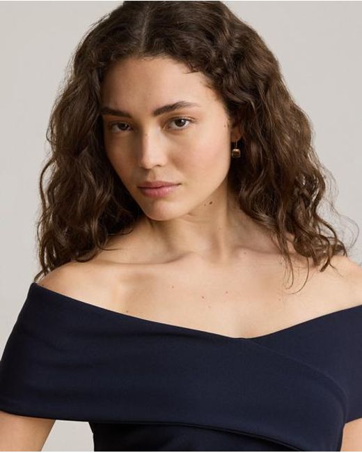 Ralph Lauren Blue Faille Off-The-Shoulder Cocktail Dress