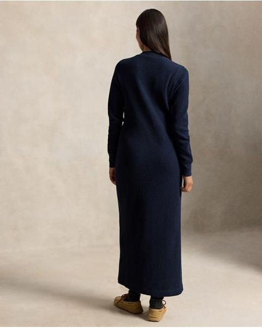 Polo Ralph Lauren Blue Waffle-Knit Cotton Dress
