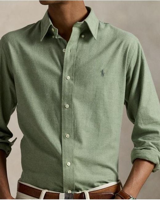 Polo Ralph Lauren Custom-Fit Performance-Hemd Aus Twill in Green für Herren