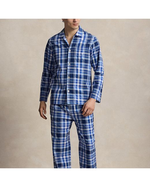 Polo Ralph Lauren Blue Monogram-Print Cotton Pyjama Set for men