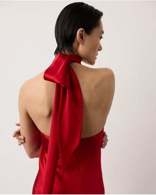 Ralph Lauren Red Chilton Stretch Satin Evening Dress
