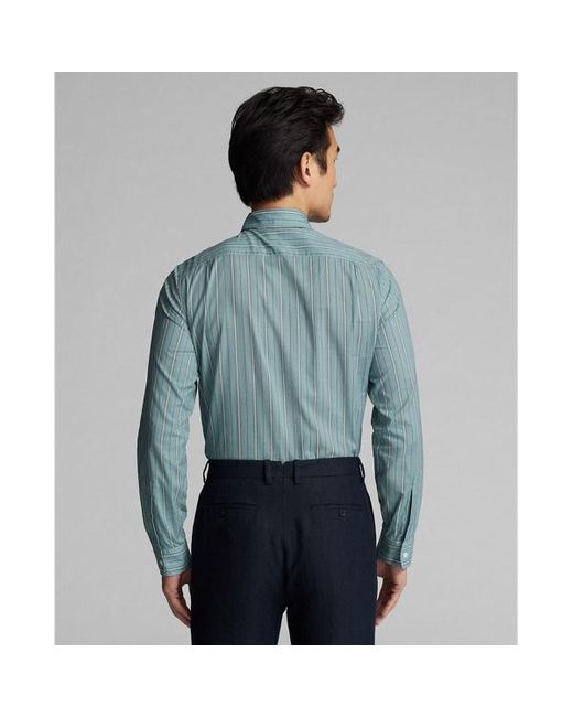 RRL Blue Slim Fit Striped Woven Shirt for men