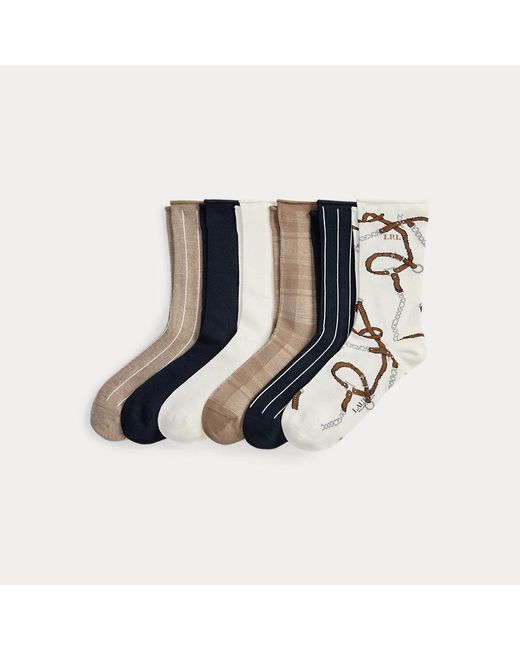 Ralph Lauren Blue Ralph Lauren Patterned Stretch Roll-Top Sock 6-Pack