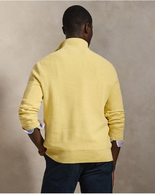 Polo Ralph Lauren Yellow Mesh-Knit Cotton Quarter-Zip Jumper for men