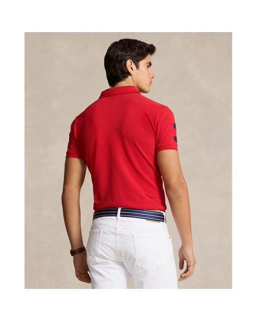 Polo Ralph Lauren Red Custom Slim Fit Triple-pony Polo Shirt for men