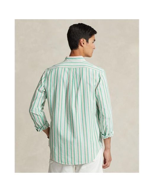 Polo Ralph Lauren Pink Custom Fit Striped Oxford Shirt for men