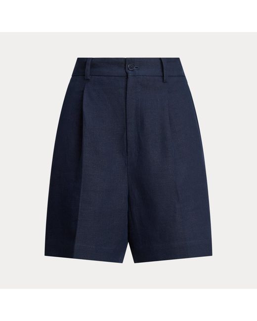 Ralph Lauren Blue Tracy Pleated Linen Short