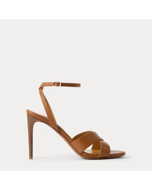 Ralph Lauren Brown Cleary 95 Mm Calfskin Sandal
