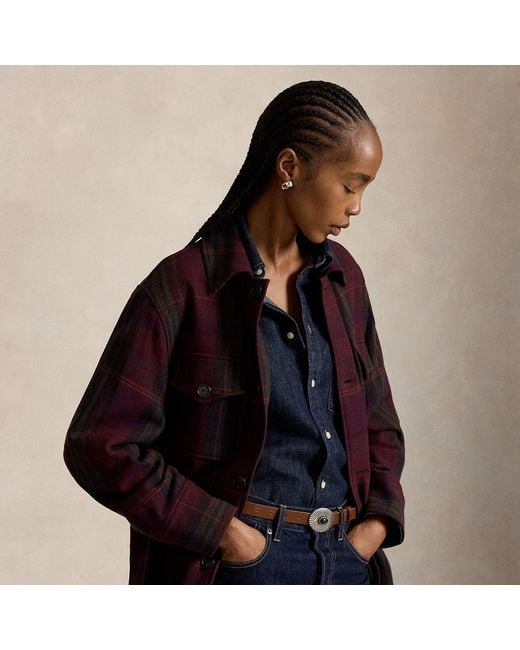 Polo Ralph Lauren Black Plaid Wool-Blend Twill Shirt Jacket