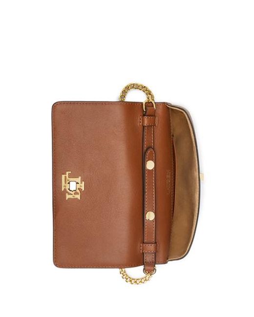 Ralph Lauren Brown Leather Crossbody Turn-lock Tech Case