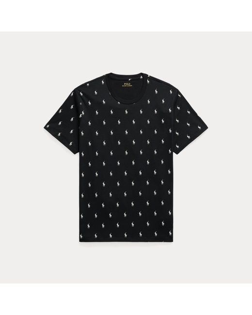 Polo Ralph Lauren Black Allover Pony Cotton Jersey Sleep Shirt for men