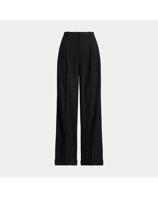 Polo Ralph Lauren Black Wool-blend Wide-leg Trouser