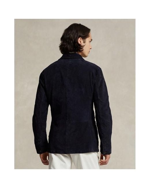 Polo Ralph Lauren Blue Suede Utility Jacket for men