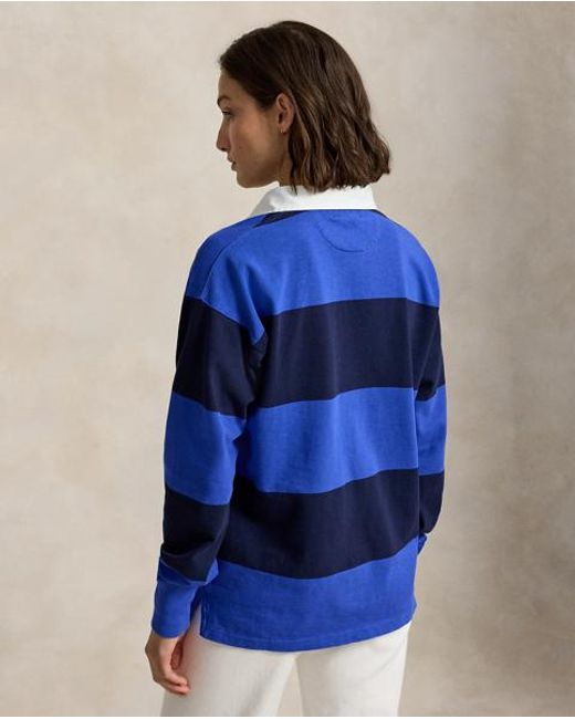 Polo Ralph Lauren Blue Wimbledon Striped Rugby Shirt for men