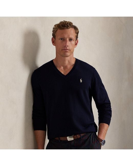 Jersey Técnico Con Cuello De Pico Ralph Lauren de hombre de color Blue