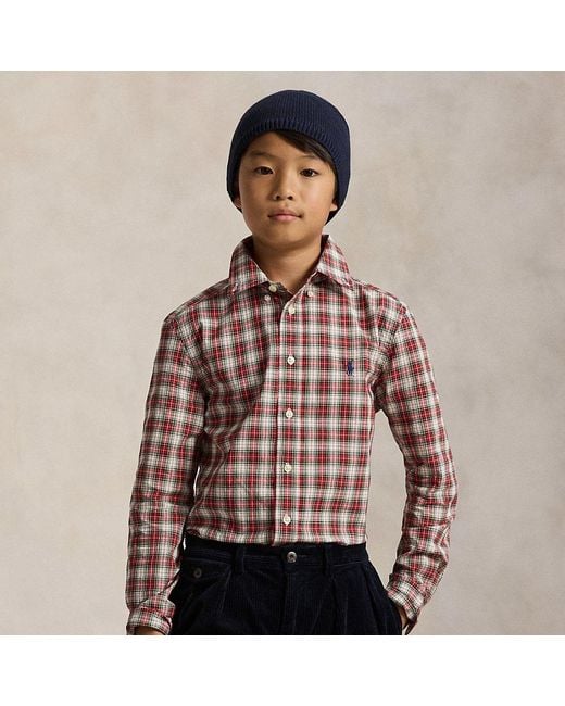Polo Ralph Lauren Red Ralph Lauren Boy's Plaid Cotton Poplin Shirt for men