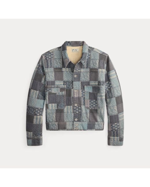 RRL Gray Patchwork-Print Jersey Jacket for men