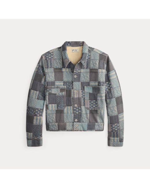 RRL Gray Patchwork-Print Jersey Jacket for men