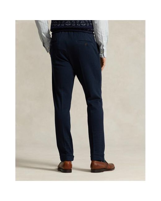 Ralph Lauren Blue Pleated Knit Mesh Trouser for men