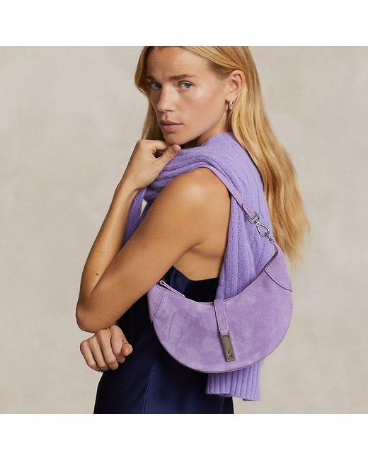 Sac Mini Shoulder Polo ID en daim Polo Ralph Lauren en coloris Purple