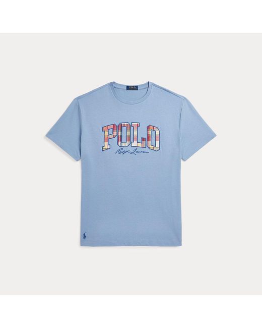 Polo Ralph Lauren Blue Classic Fit Plaid-logo Jersey T-shirt for men