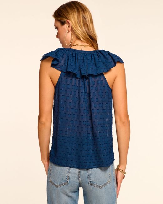 Ramy Brook Blue Silvia Chiffon Flutter Sleeve Blouse